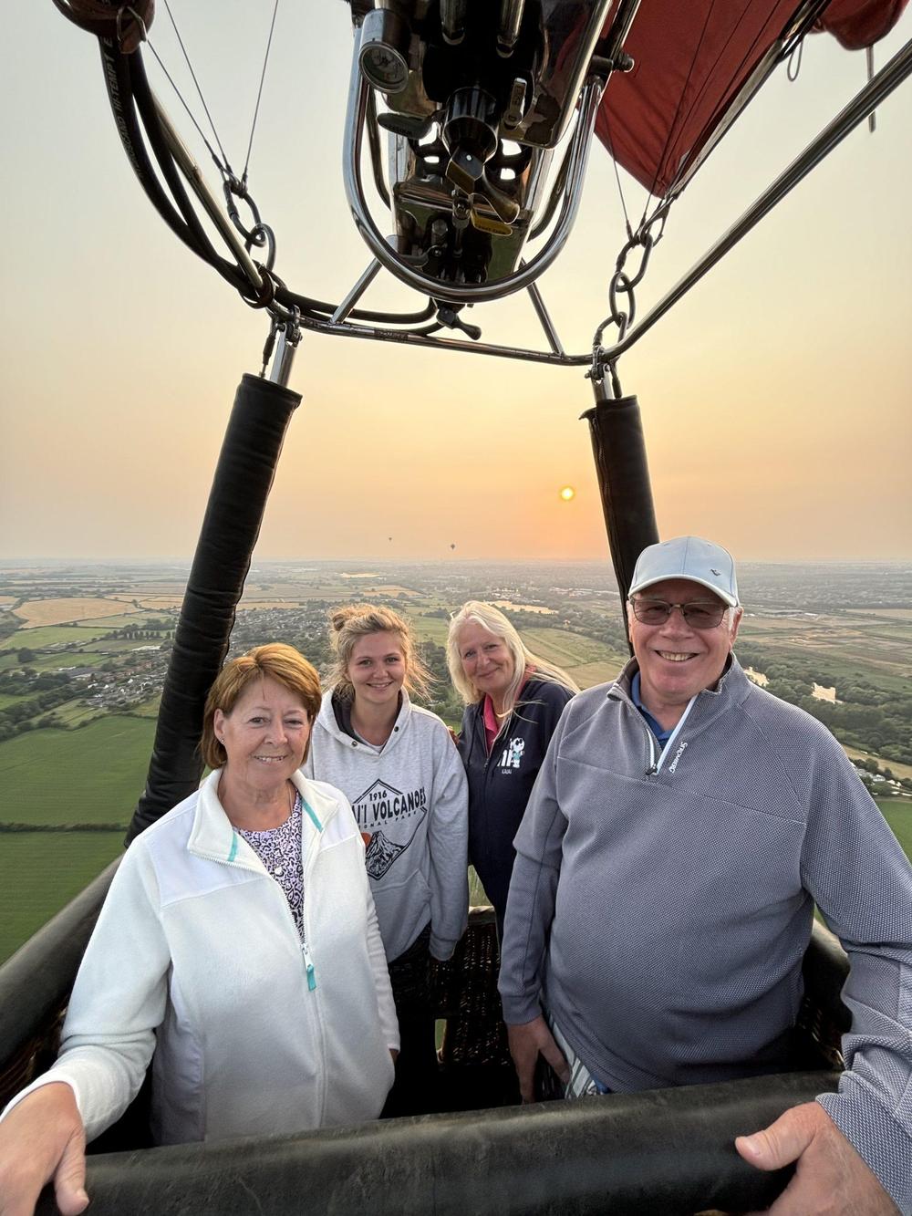 four people on private hot air balloon ride over east midlands