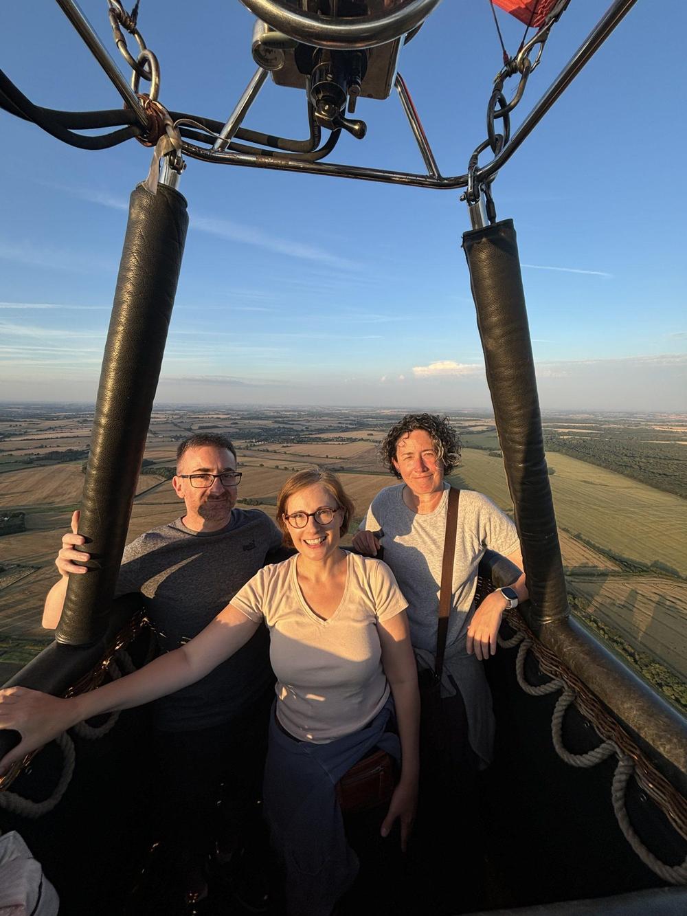 three people on private hot air balloon ride over east midlands