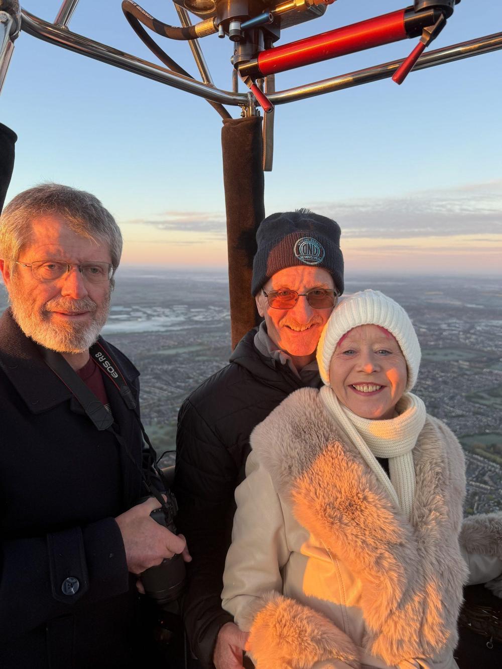 people on private hot air balloon ride over east midlands